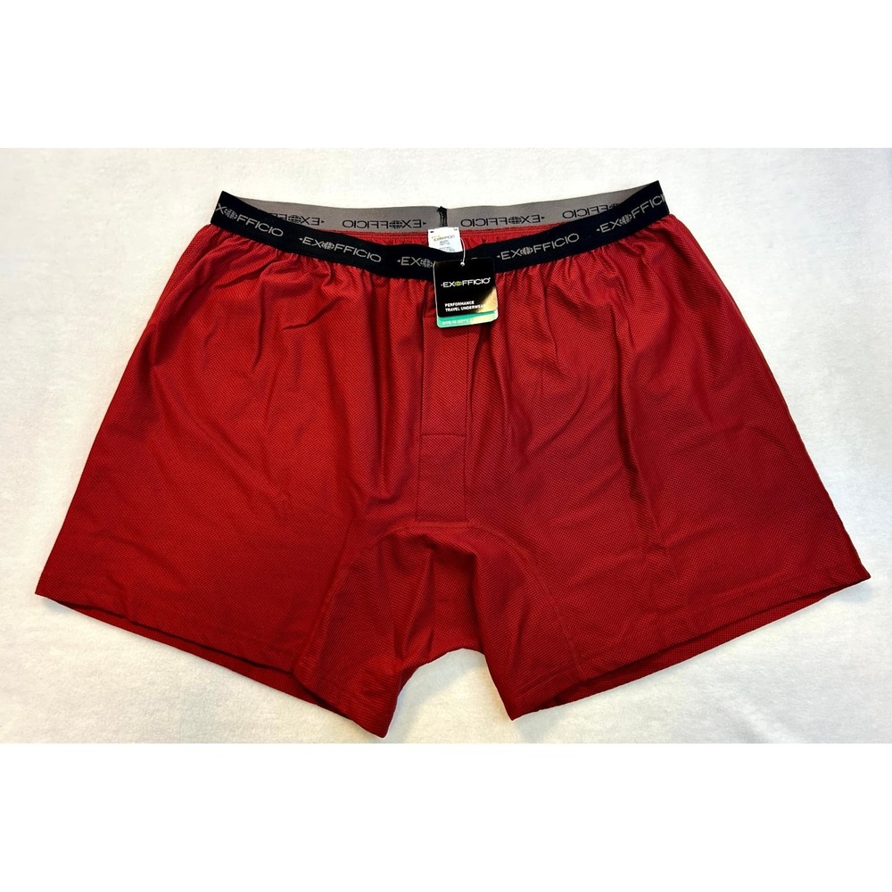 NWT ExOfficio Give-N-Go Boxers Men's Size 2XL Bolero Red Light Mesh Quick Dry - Picture 2 of 10